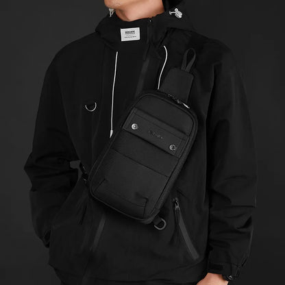 Men S Nylon Fabric Waterproof Lightweight Crossbody Bag Simple Sporty Single-Shoulder Commuting
