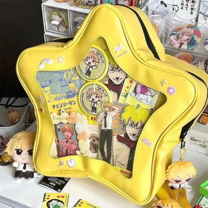 Star-Shaped Ita Bag – Kawaii Transparent Shoulder Bag for Badge Display