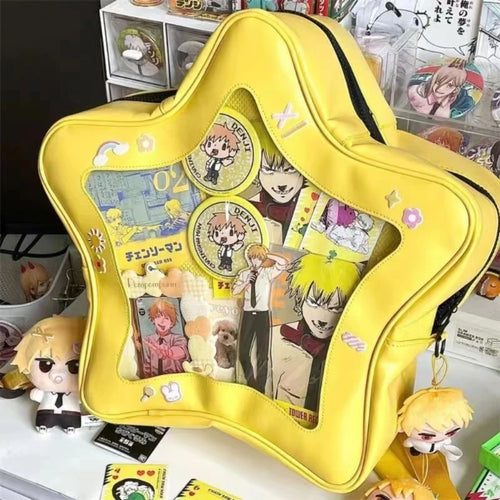 Star-Shaped Ita Bag – Kawaii Transparent Shoulder Bag for Badge Display