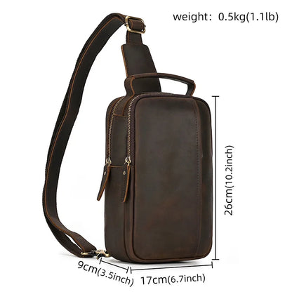 Crazy Horse Skin Breast Bag Head Layer Cowhin Retro Crossbody Outdoor Shoulder Leather Large