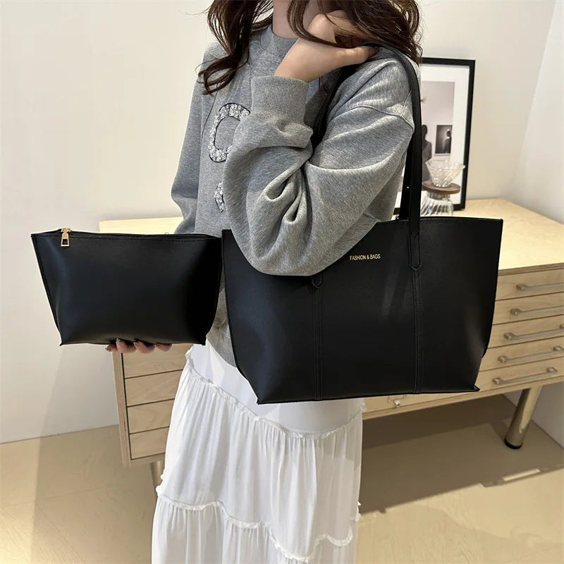 Leather Tote Bag – Large Capacity Women's Work Shoulder Bag