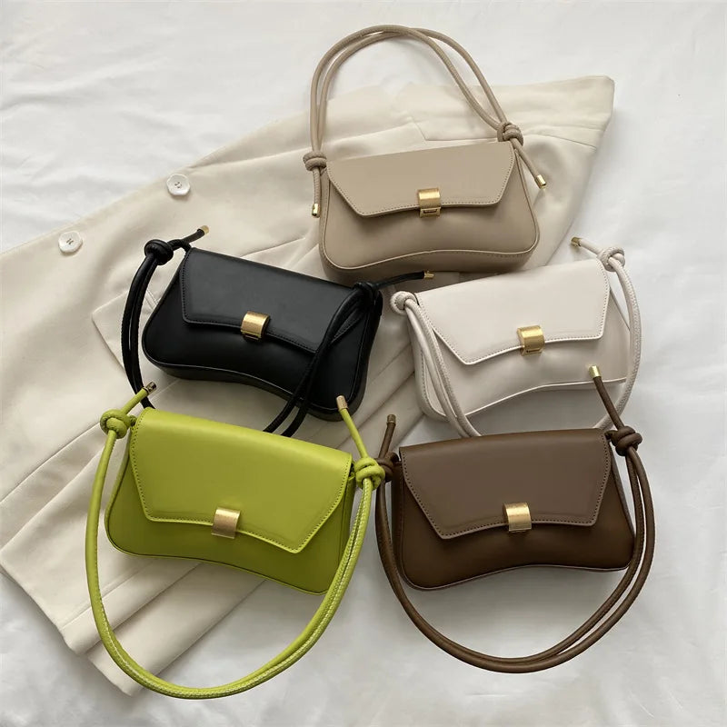 Stylish Versatile Shoulder Underarm Bag Simple Metal Buckle Handbag Messengerbag