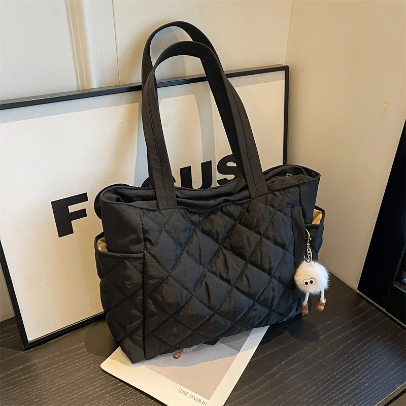 Quilted Tote Bag for Women – Large Capacity Shoulder Handbag