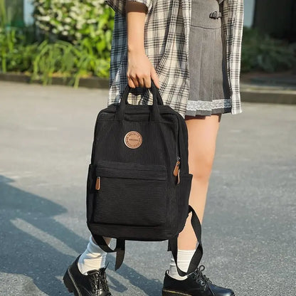 Corduroy Backpack for Teens – Casual School & College Bag