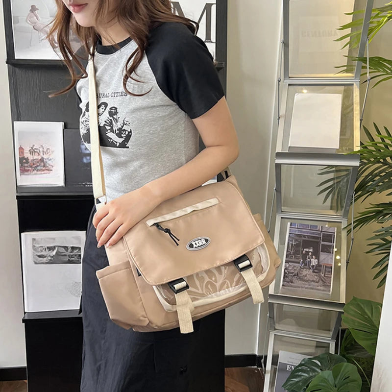 Daily Versatile Large Capacity Class Mailman Shoulder Bag Cute College Style Girl Japanese Campus