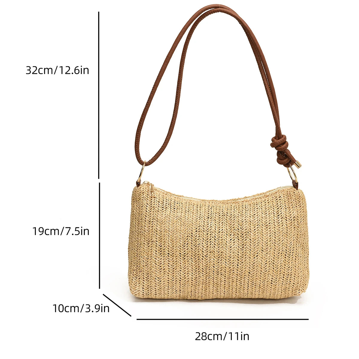 Women S Striped Woven Straw Tote Bag - Lightweight Large Capacity Detachable Coin Purse Zip Closure