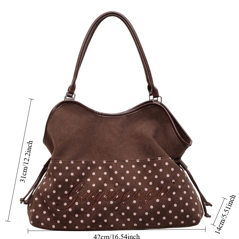 Brand Women S Shoulder Bag Y2k Sweet Polka Dot Handbag Korean Casual Versatile Leopard Print Brown