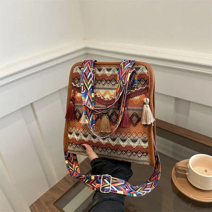 Boho Embroidered Crossbody Bag – Adjustable Strap Shoulder Bag for Women
