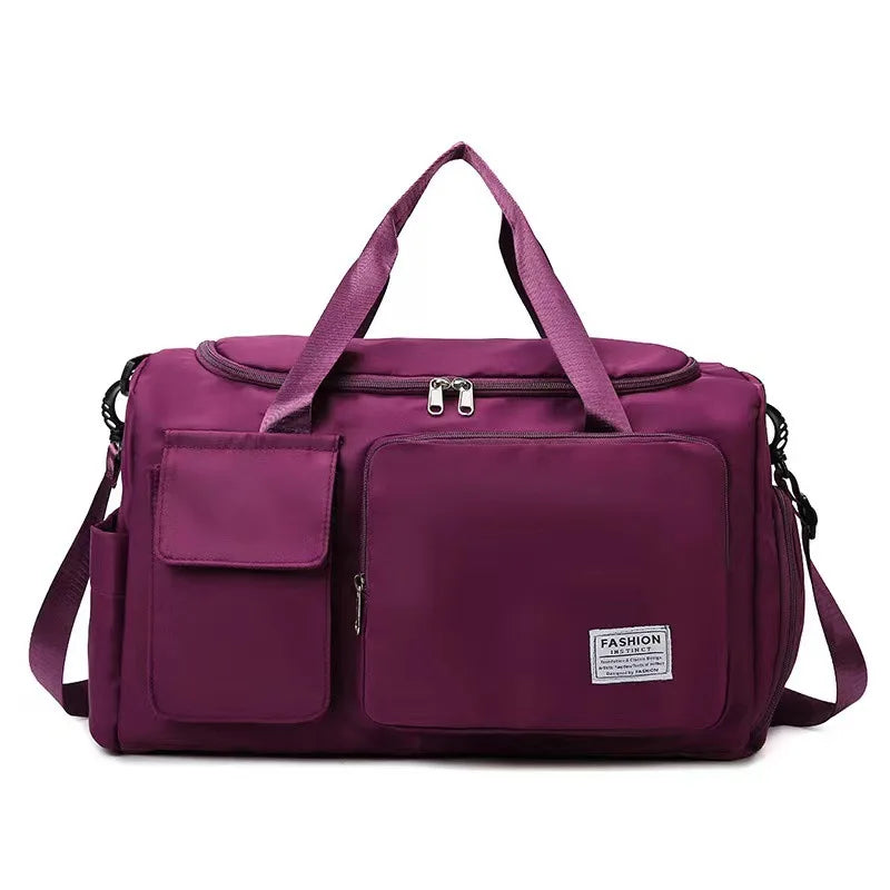 Women's Gym Bag with Shoe Compartment – Nylon Travel Duffel Bag