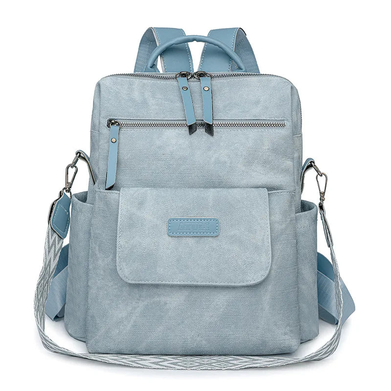 Women's Leather Backpack – Anti-Theft Multi-Pocket Travel Bag