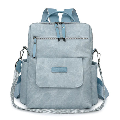 Women's Leather Backpack – Anti-Theft Multi-Pocket Travel Bag