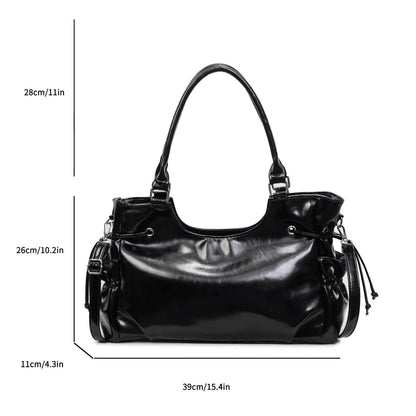 Retro-Styled Grand Smooth Pu Women S Shoulder Bag - Multi-Pocket Large-Capacity Adjustable Strap