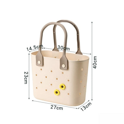 Perforated Beach Handbag – Waterproof Hollow Tote Basket Bag