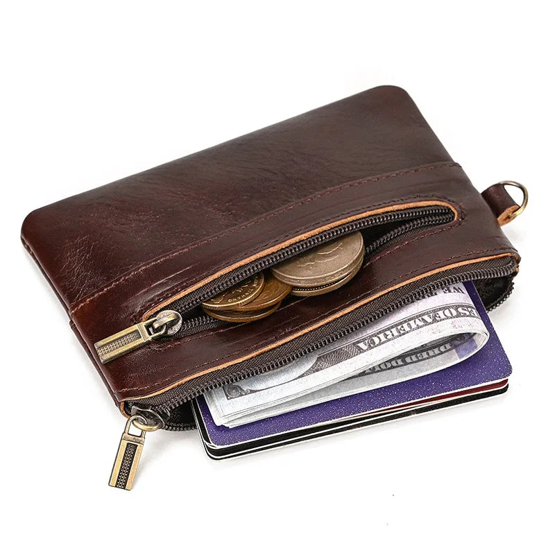 High-Grade Real Leather Coin Purse Card Bag Men Women Casual Pocket Square Thin