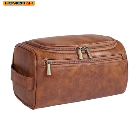 Homefish Men Pu Vintage Luxury Toiletry Bag Travel Necessary Business Cosmetic Makeup Cases Male