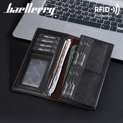 Light Thin Spliced Large-Capacity Wallet Men S Long Retro Business Multi-Slot Soft Wallet - Soft