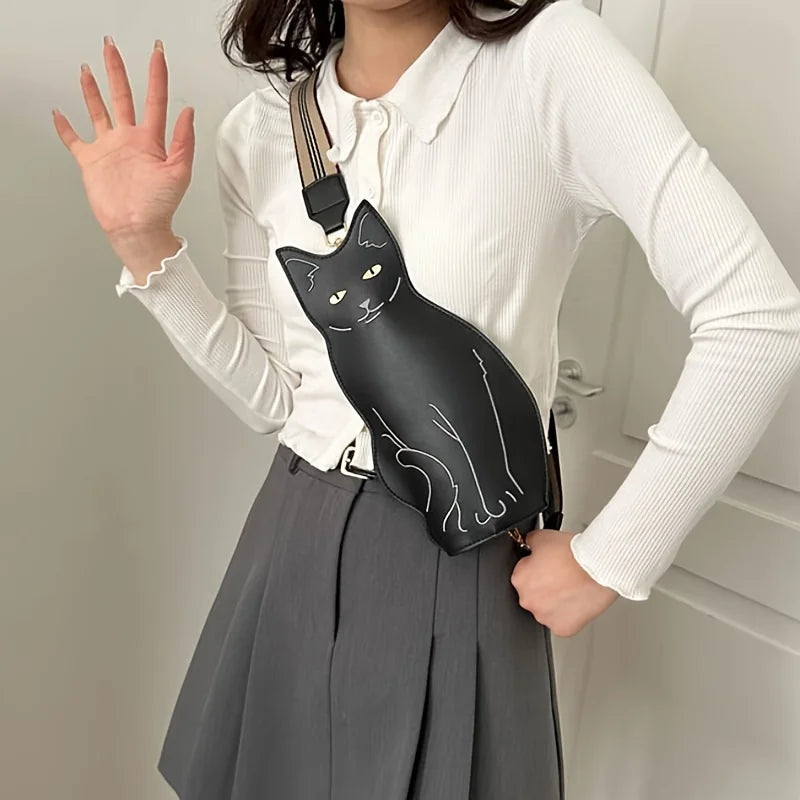 Black Cat Crossbody Bag – Novelty PU Leather Women's Purse