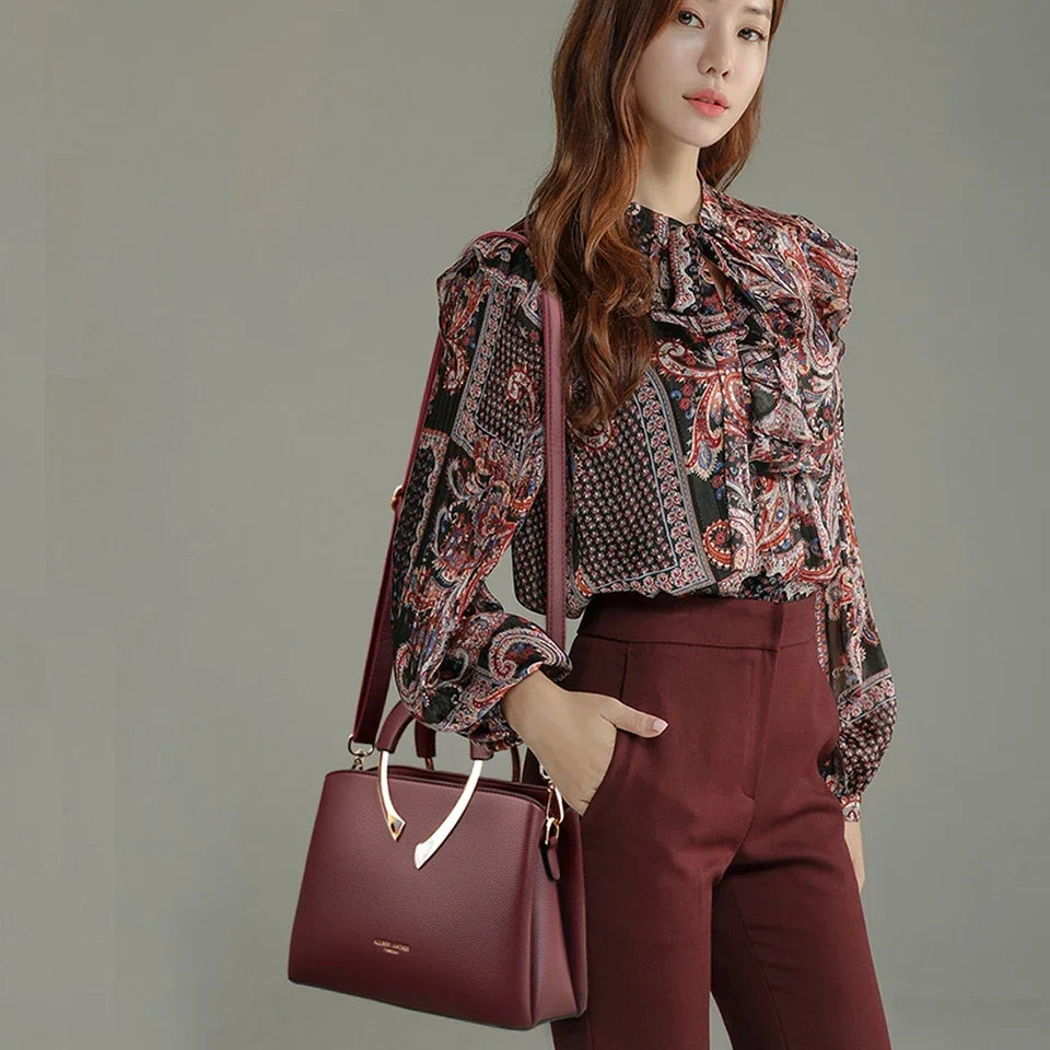 Genuine Leather Tote Handbag – Women's Luxury Shoulder & Crossbody Bag