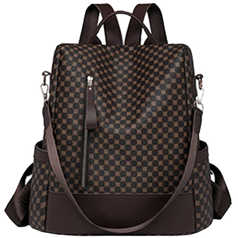 Multi-Color Checkered Casual Backpack Versatile Multi-Compartment
