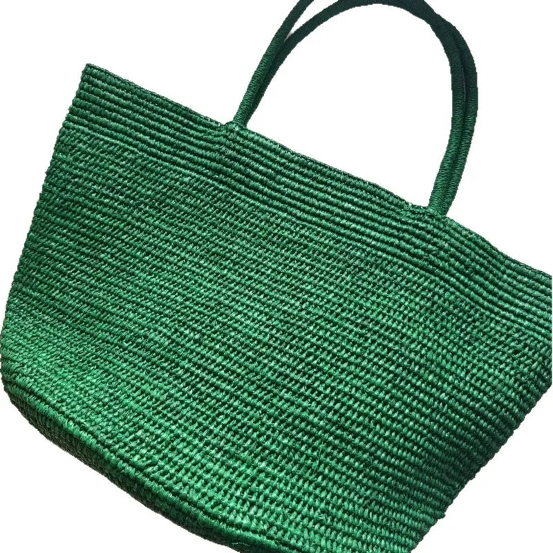 Summer Women S Raffia Hand Woven Tote Bag Simple Handbag Shoulder Perfect Vacation Beach Day Seaside