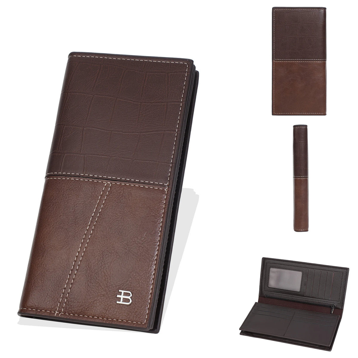 Light Thin Spliced Large-Capacity Wallet Men S Long Retro Business Multi-Slot Soft Wallet - Soft