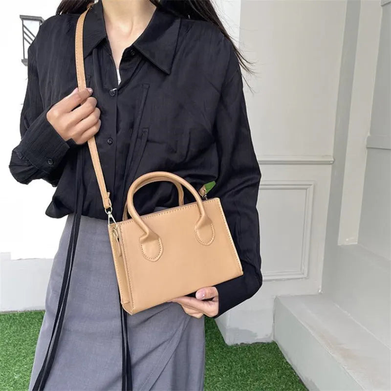 Mini Square Handbag – Minimalist Top Handle Crossbody Shoulder Bag