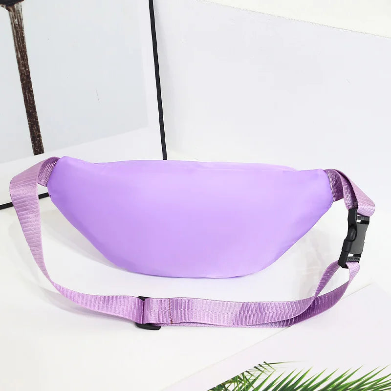 Leisure Simple Unisex Waist Bag Nylon Solid Color Chest Waterproof Wear-Resistant Lightweight