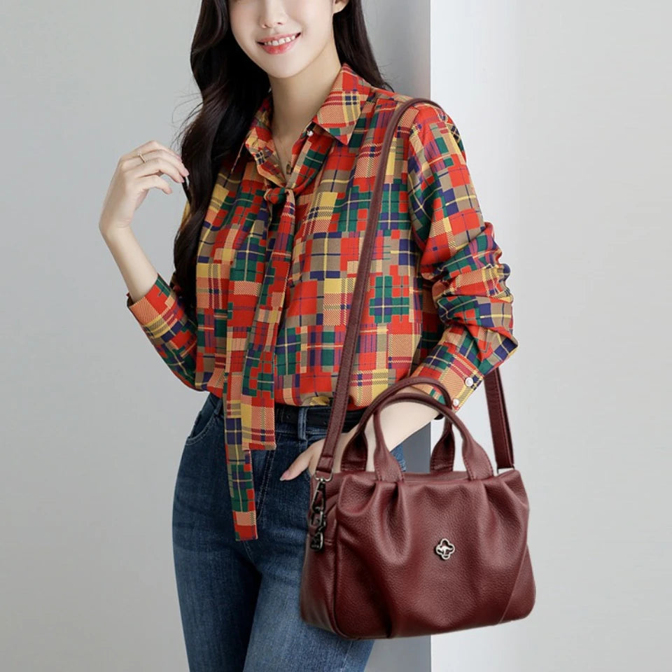 Soft PU Leather Handbag – Women's Large 3-Layer Shoulder Bag
