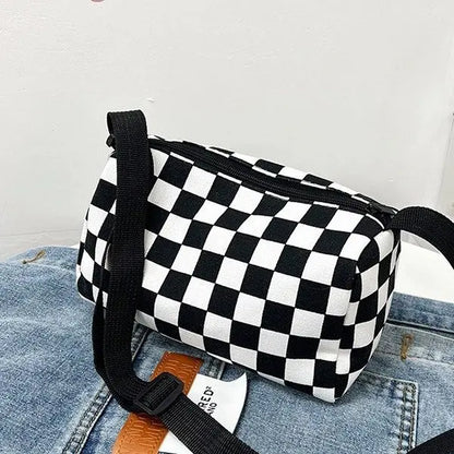 Checkered Crossbody Shoulder Bag – Large Capacity Messenger