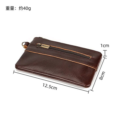 High-Grade Real Leather Coin Purse Card Bag Men Women Casual Pocket Square Thin