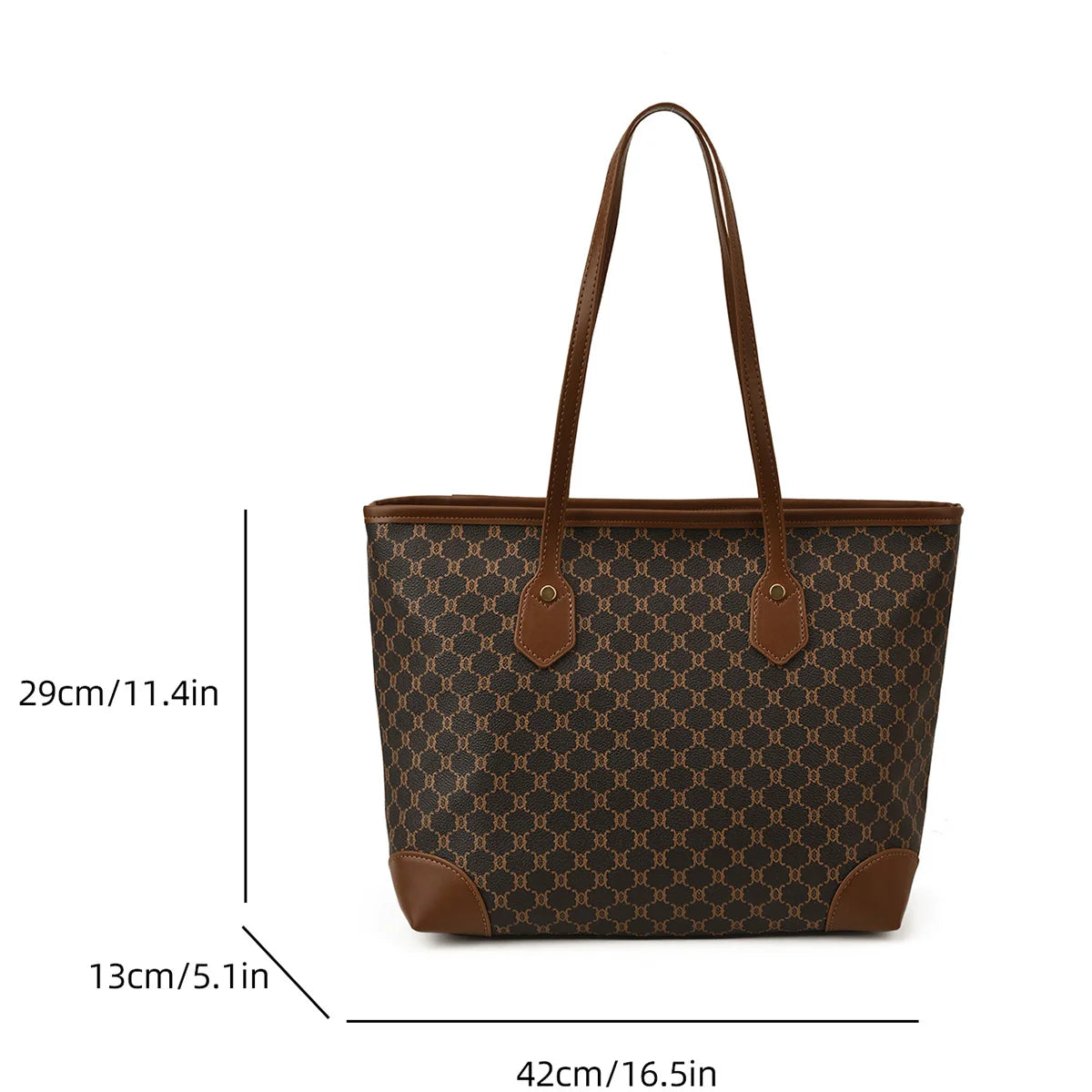 Classic Retro Ladies Tote Bag Geometric Shoulder Large Capacity Wear-Resistant Handbags Commute Work