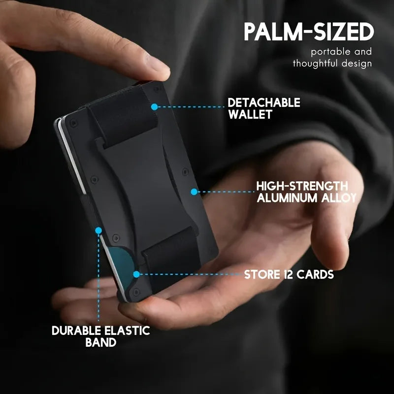 Homefish Slim Rfid Blocking Aluminum Card Holder Elastic Back Pocket Id Credit Case Unisex Travel