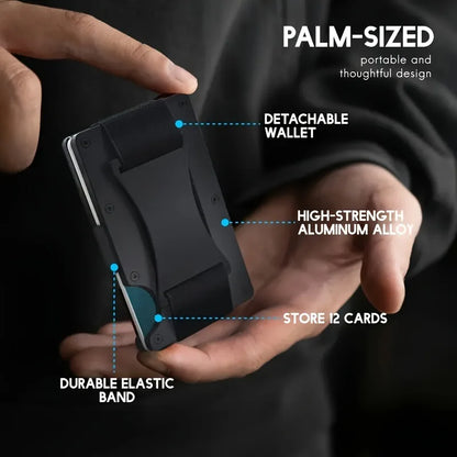 Homefish Slim Rfid Blocking Aluminum Card Holder Elastic Back Pocket Id Credit Case Unisex Travel