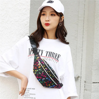 Fashionable Waist Bag Double Zipper Butterfly Multifunctional Shoulder Crossbody Pu Change Mobile
