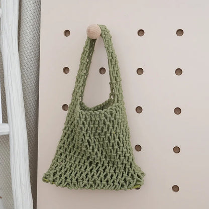 Macrame Net Tote Bag – Boho Knitted Cotton Rope Shoulder Bag