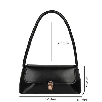 Vintage Glossy Shoulder Bag Leather Texture Gold Buckle Lightweight Large Capacity Pu Water