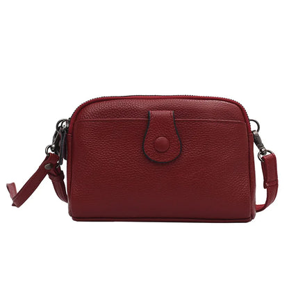 Leather Handhold Female Casual Shoulder Crossbody Bag Mobile Phone Change Storage Wallet