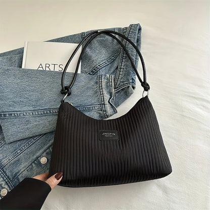Pleated Shoulder Bag – Lightweight Textured Underarm Tote