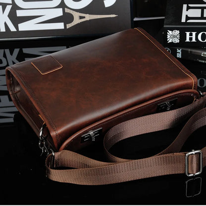 Pu Leather Men S Shoulder Bag Tablet Computer Storage Large Capacity Crossbody Double Twist Lock