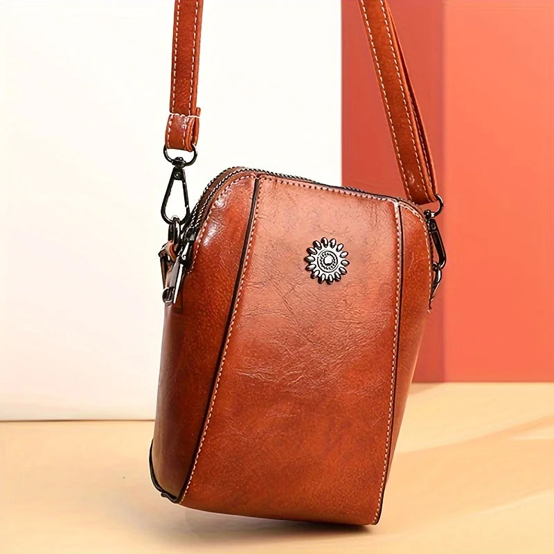 Soft Leather Mobile Phone Bag Women Mini Vertical Style Small Bag Putting Mobile Phones Purse - Soft