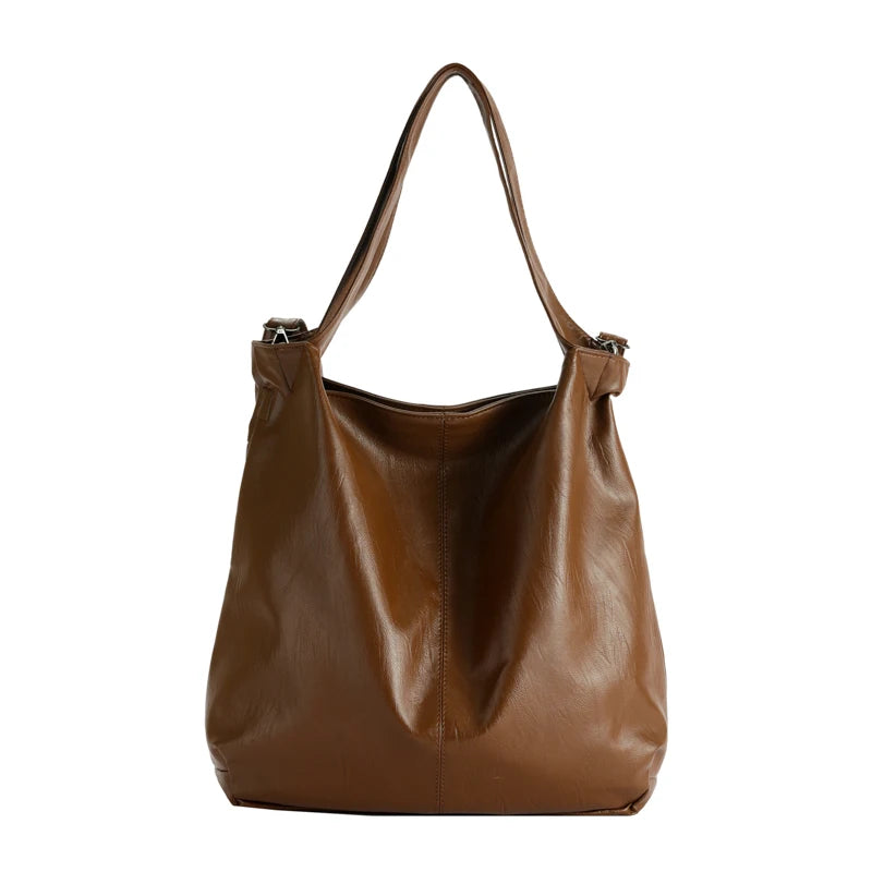 Large Capacity PU Leather Hobo Shoulder Bag for Women