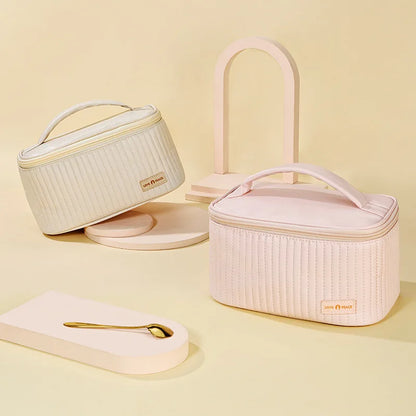 Cake Makeup Bag Pu Leather Large-Capacity Waterproof Storage Hand-Held Cosmetics Organization