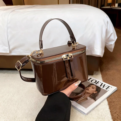 Fashionable Retro Women Shoulder Bags Solid Color Pu Strap Large Capacity Internal Pocket Waterproof