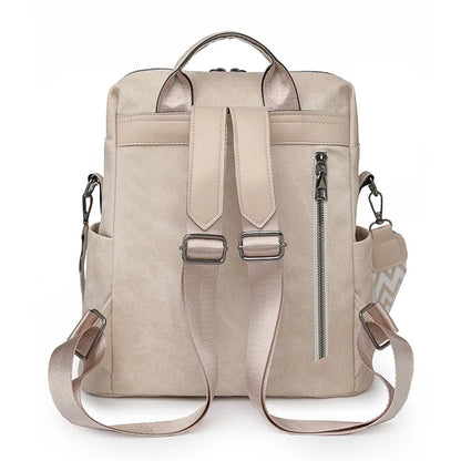 Women's Leather Backpack – Anti-Theft Multi-Pocket Travel Bag