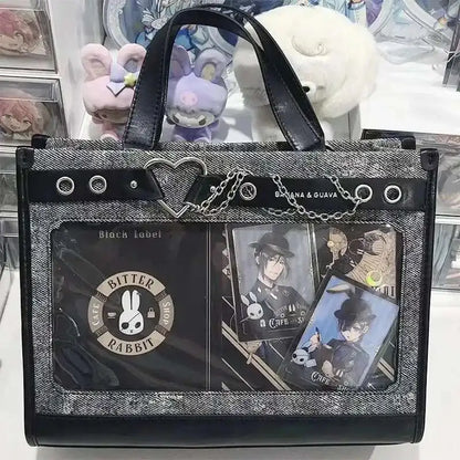 Denim Ita Bag Transparent Pocket DIY Crossbody – Y2K