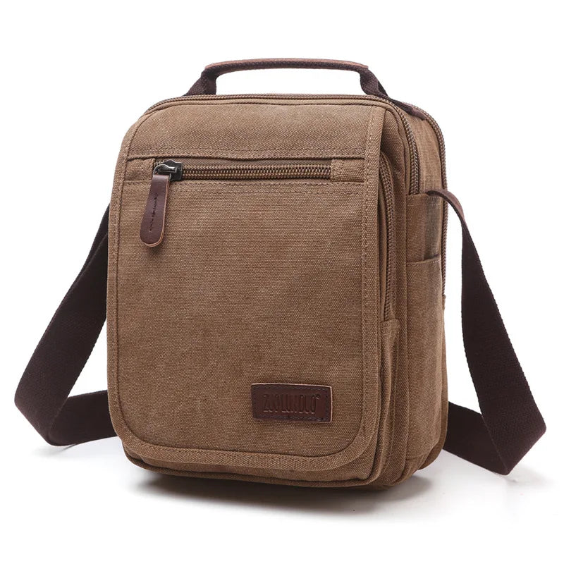 Canvas Men S Cross-Body Bag Korean Version One Shoulder Carry Multiple Pockets Document Large