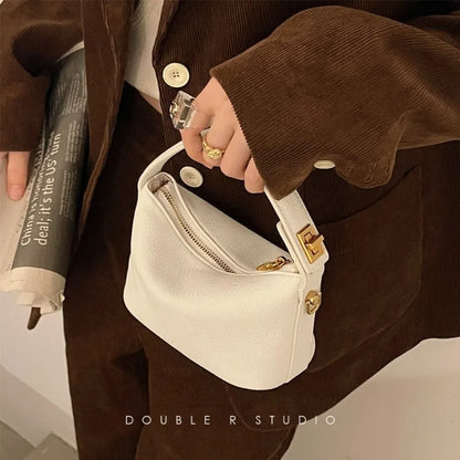 Gold Turn Lock Crossbody Shoulder Bag for Women