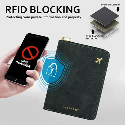 Blocking Passport Wallet Zipper Thickened Rfid Anti-Theft Travel Organizer Slim Card Holder Storage