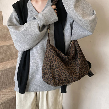 Chic Leopard Print Hobo Bag Soft Tote Shoulder Bags Adjustable Strap - Soft