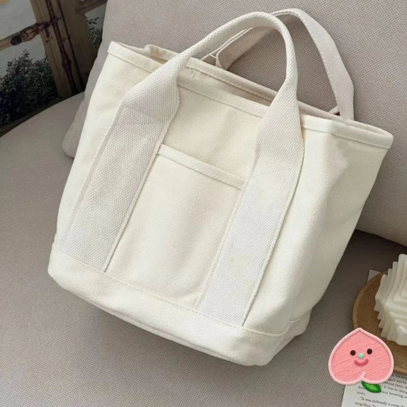 Cute Rabbit & Carrot Canvas Tote Bag – Casual Shoulder Bag